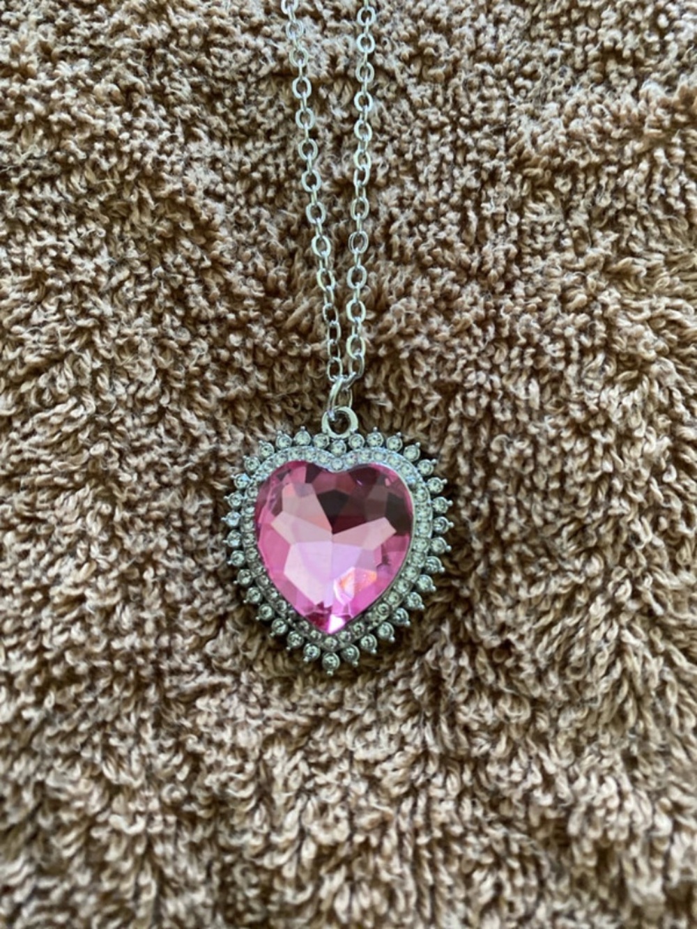 paparazzi Pink Heart Crystal Pendant Necklace